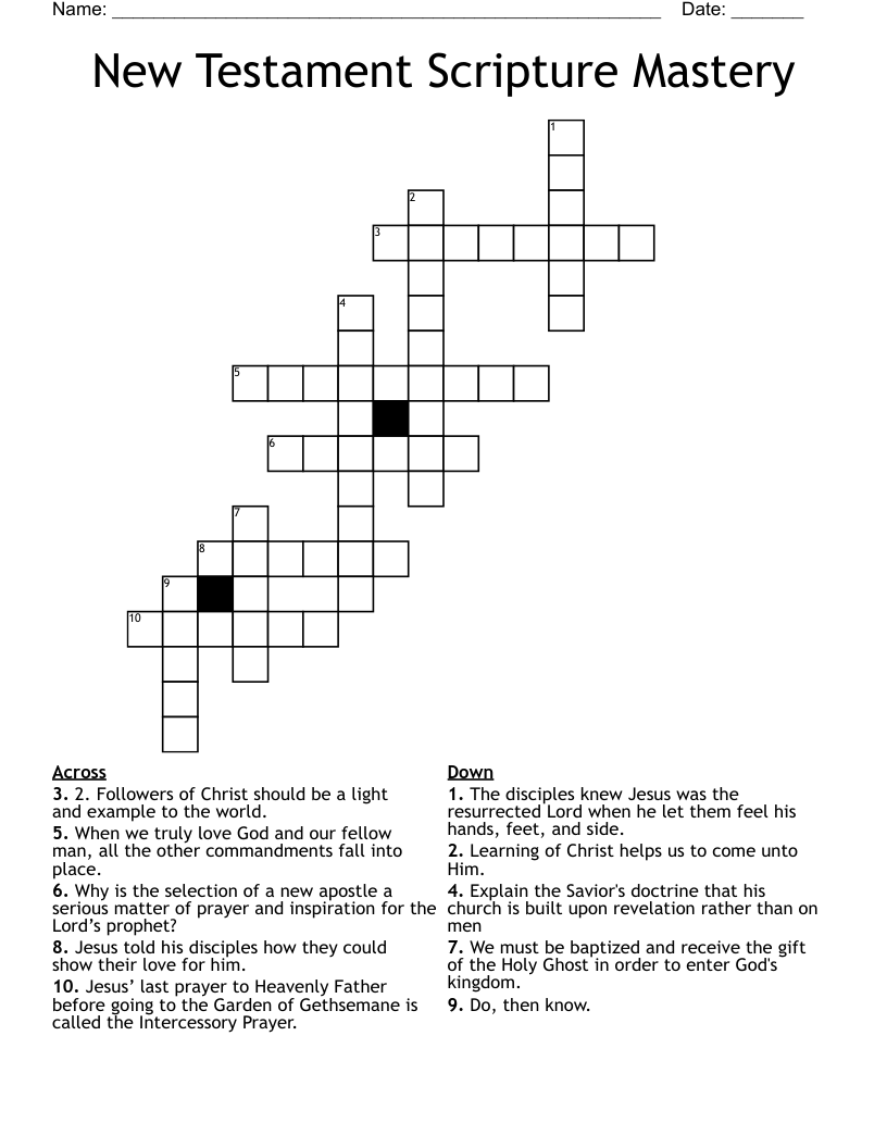 New Testament Scripture Mastery Crossword