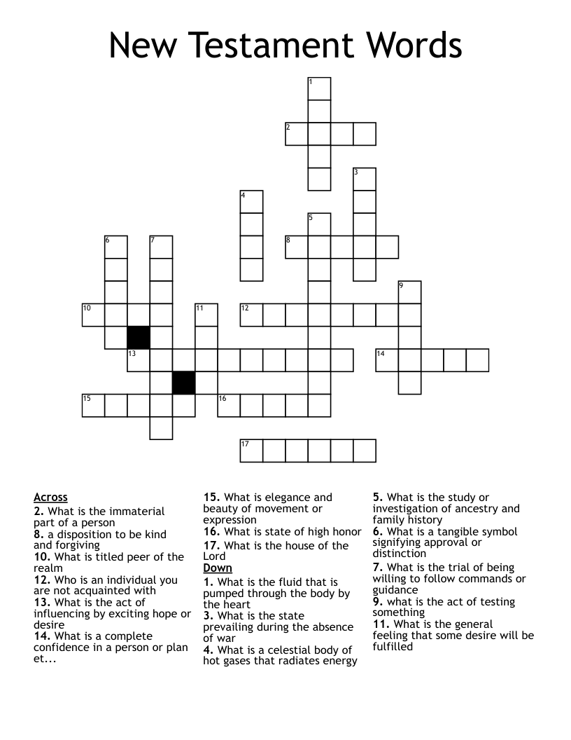 New Testament Words Crossword