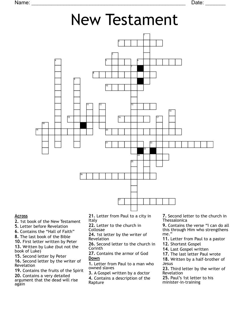 New Testament  Crossword
