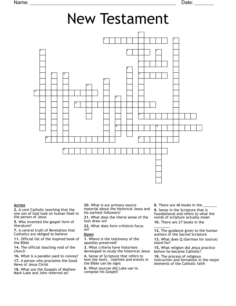 New Testament  Crossword