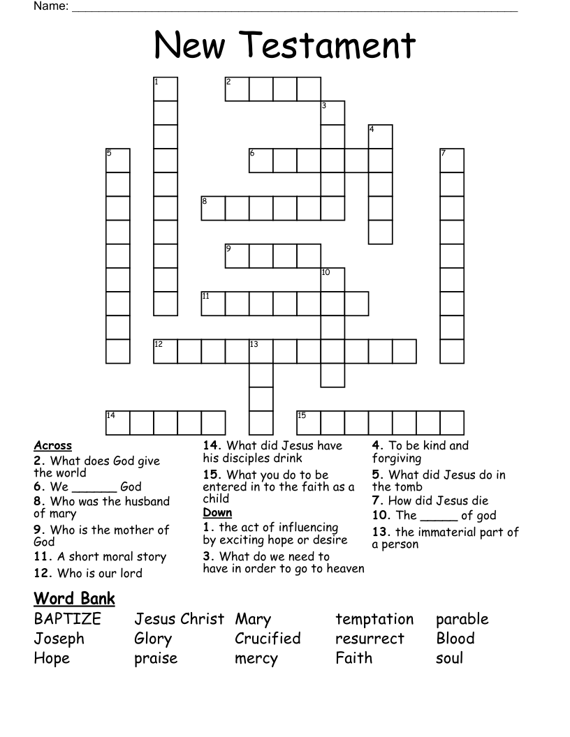 New Testament  Crossword