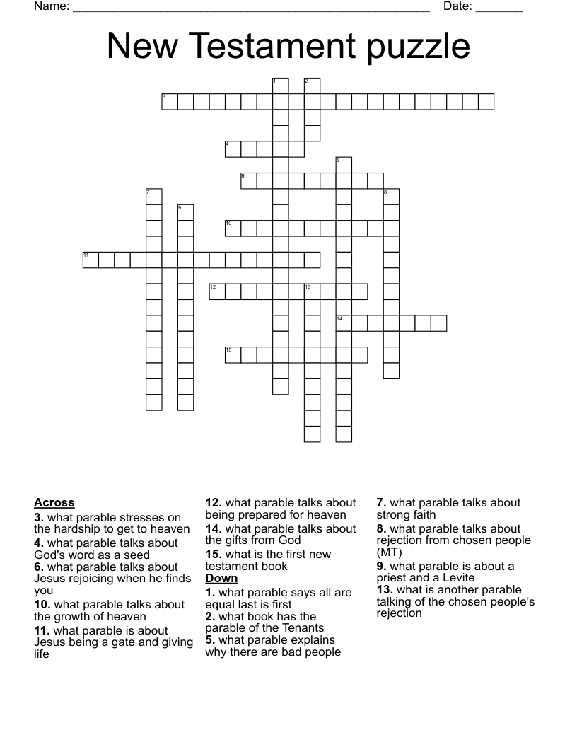 New Testament puzzle Crossword