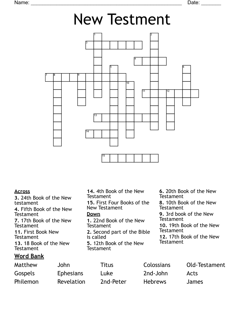 New Testment Crossword
