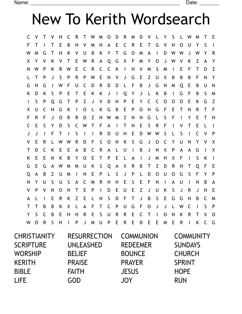 New To Kerith Wordsearch