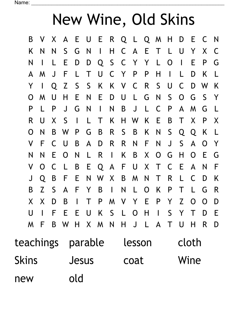 New Wine, Old Skins Word Search