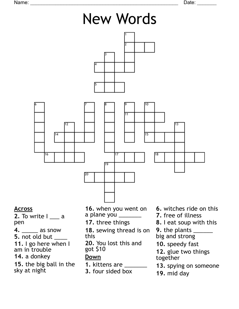 New Words Crossword
