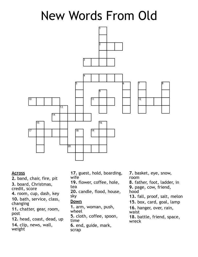 New Words From Old Crossword
