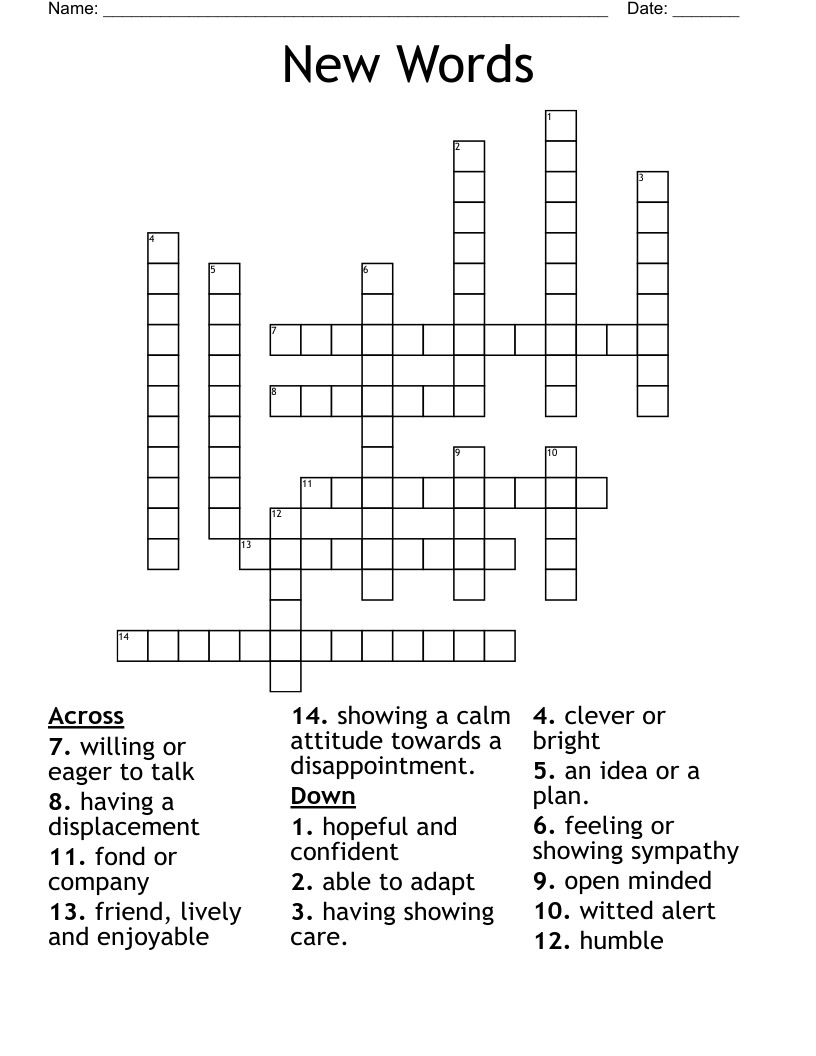 New Words  Crossword