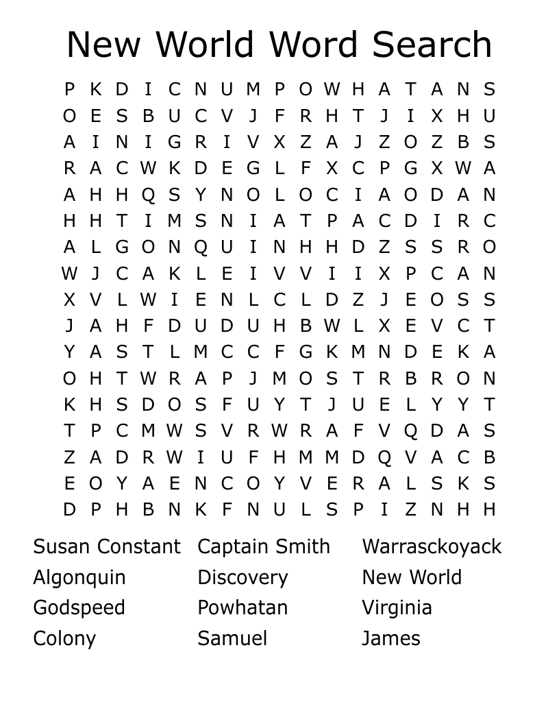 New World Word Search