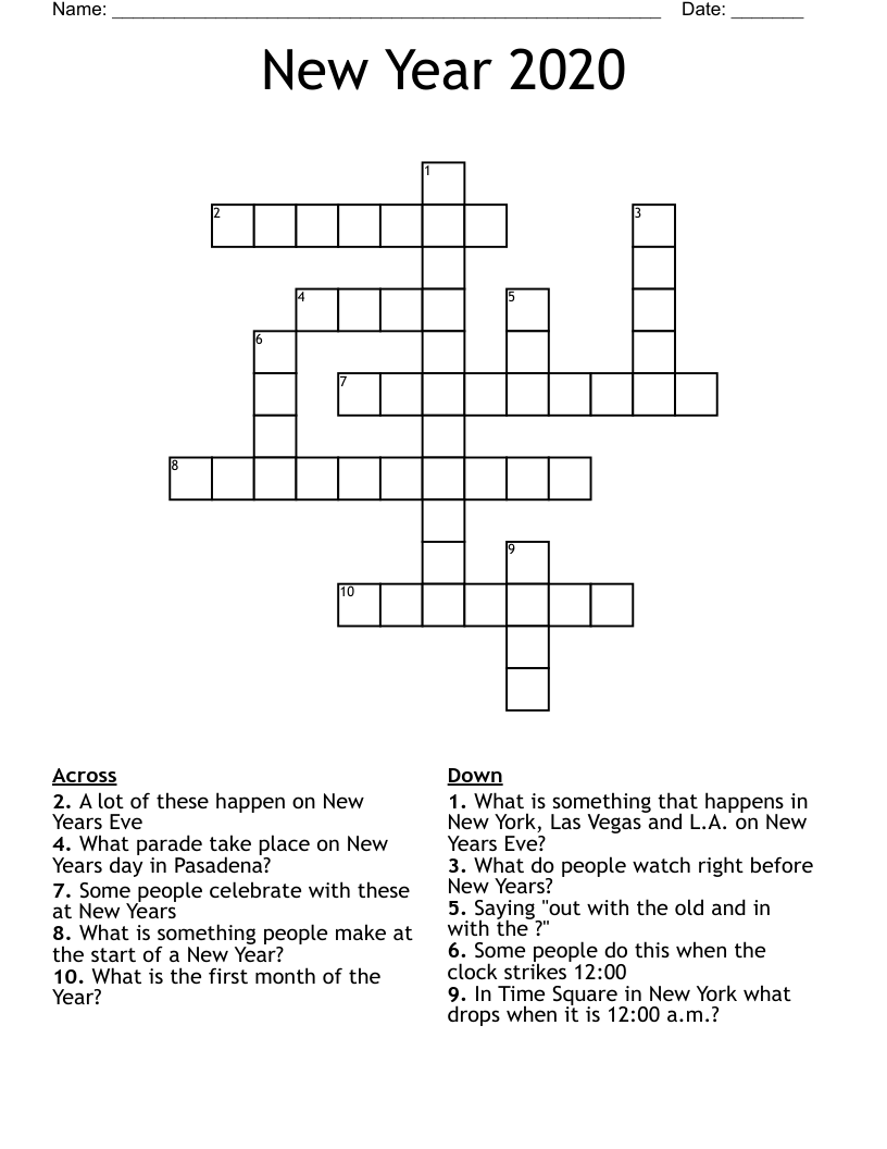 New Year 2020 Crossword