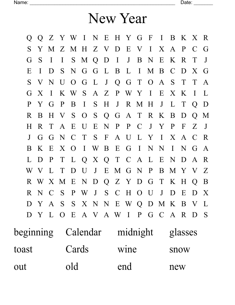 New Year Word Search