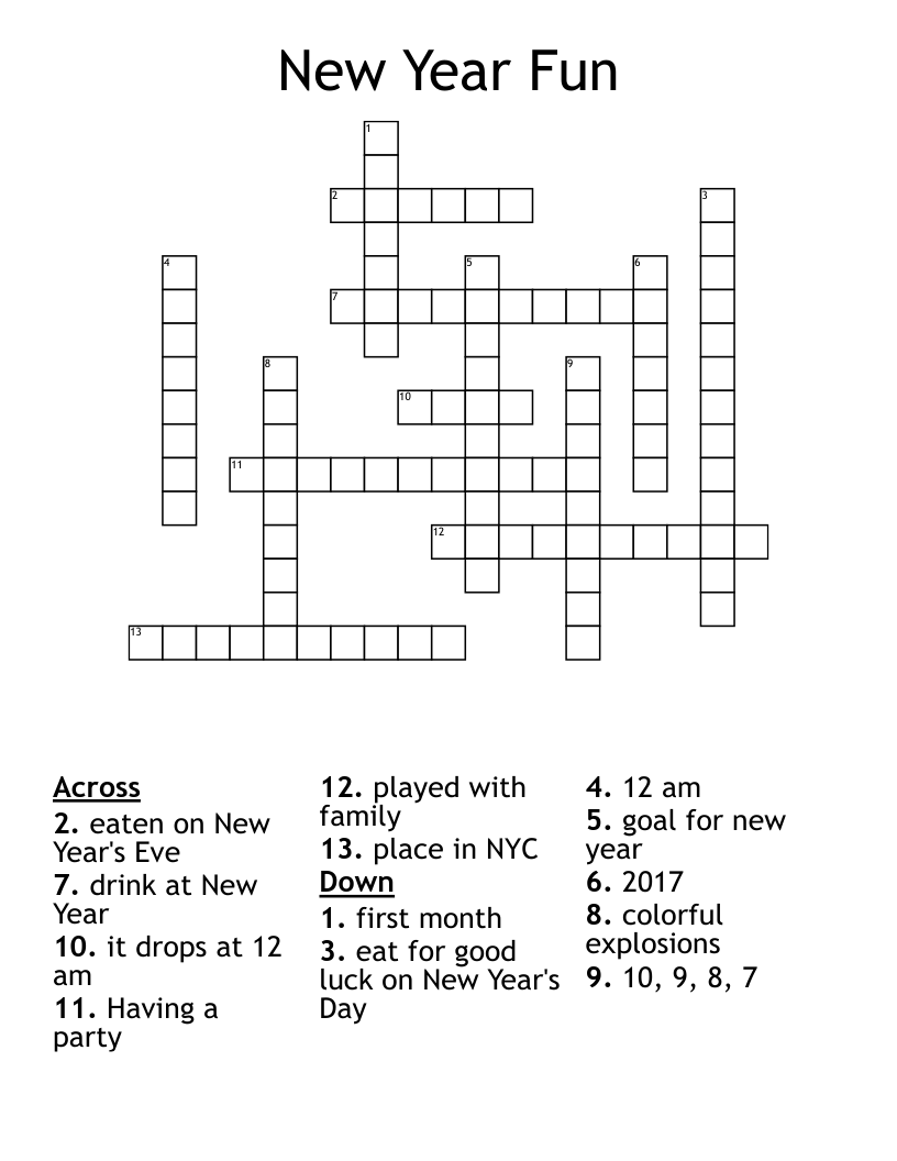 New Year Fun Crossword