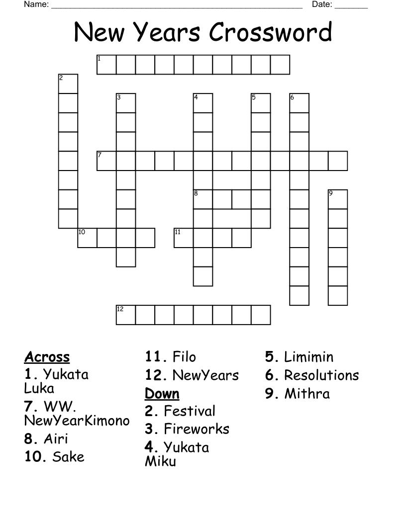 New Years Crossword