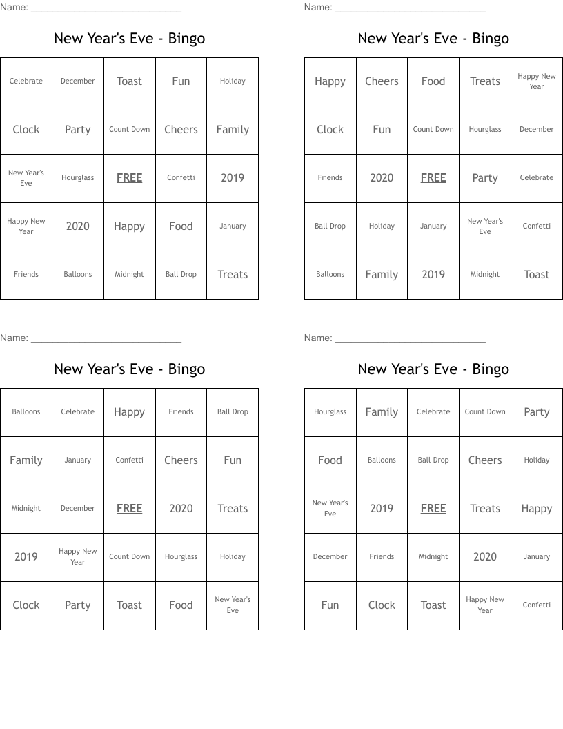 New Year's Eve - Bingo