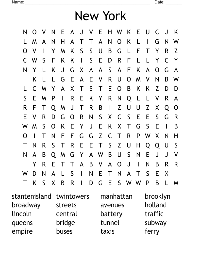 New York Word Search