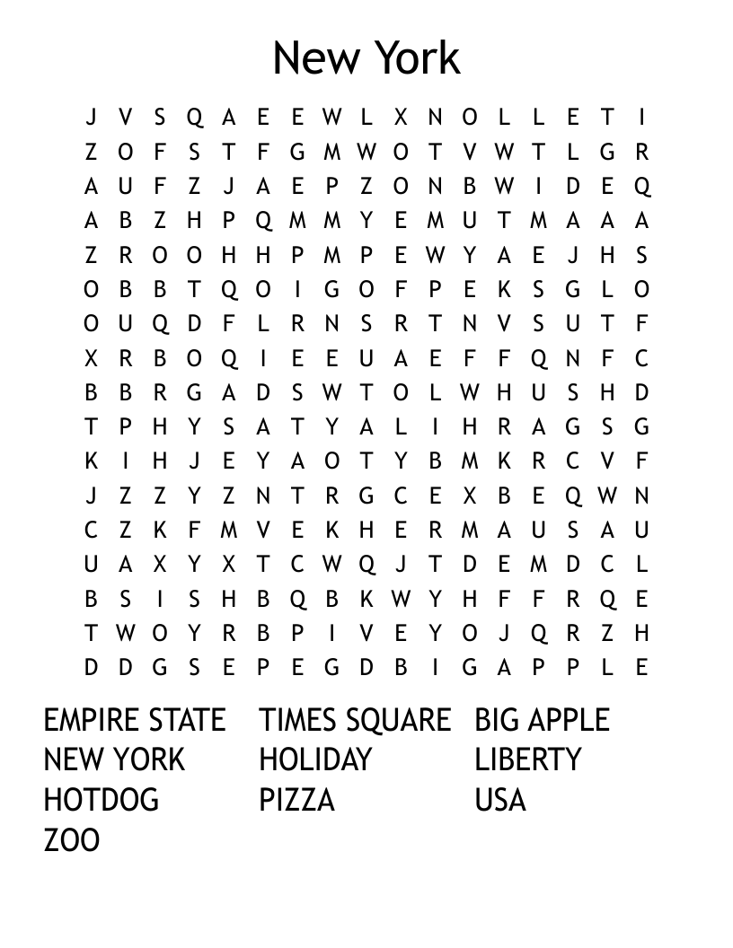 New York Word Search