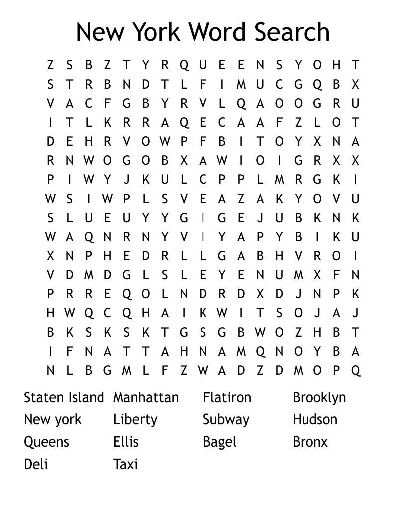 New York Word Search
