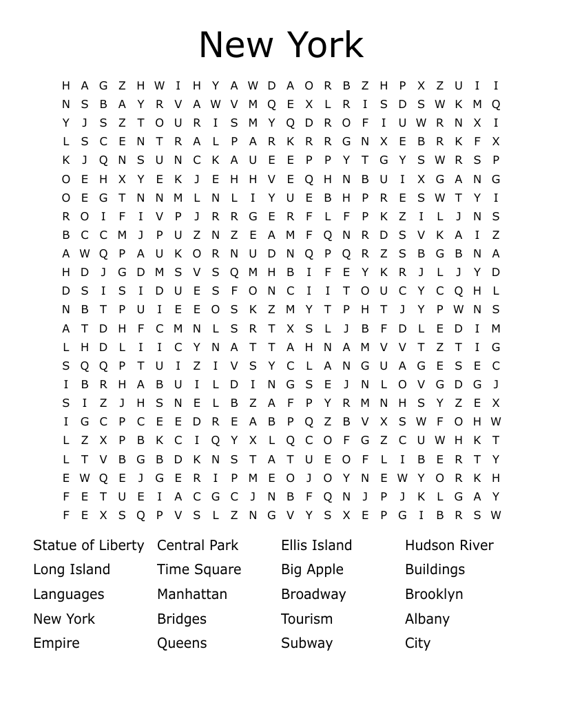 New York  Word Search
