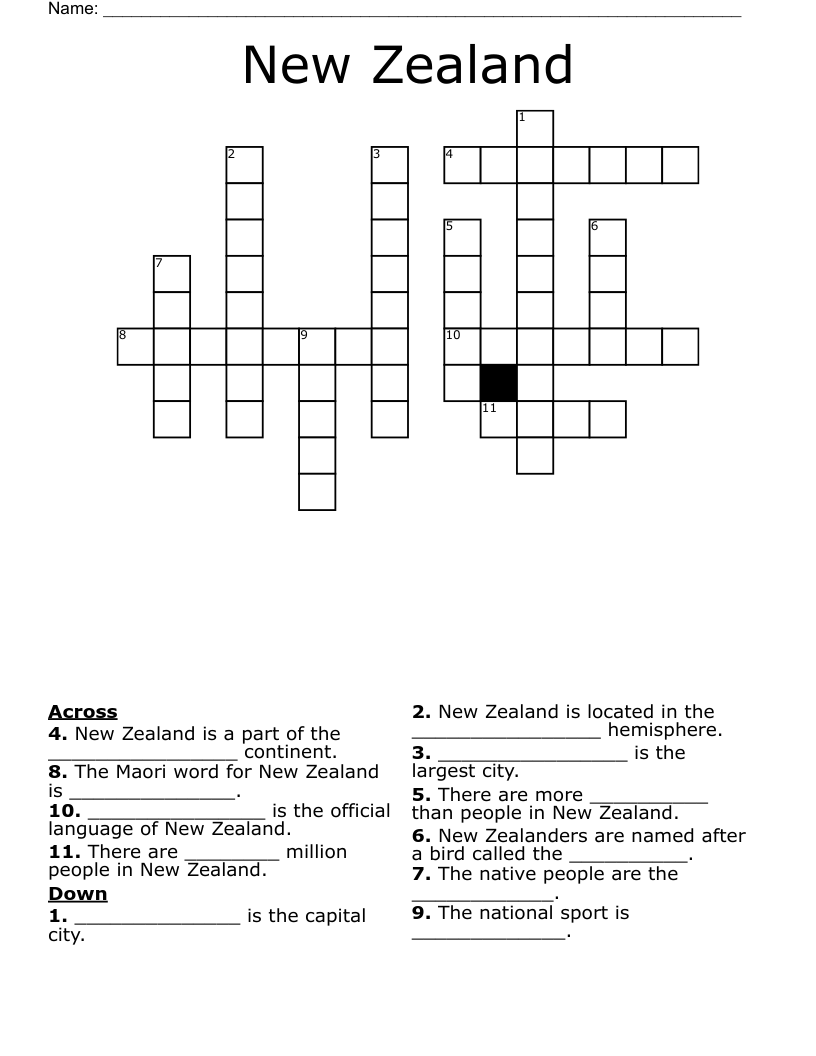 New Zealand Crossword