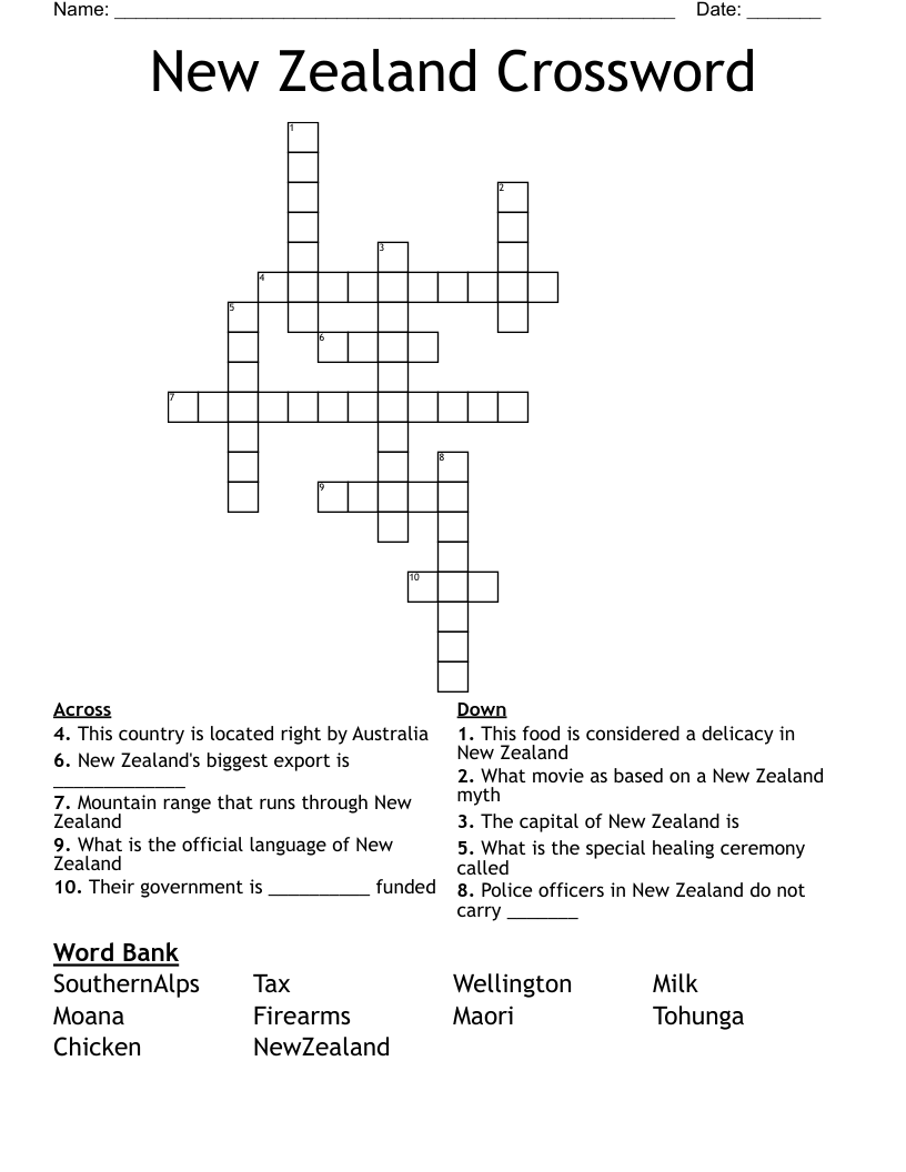 New Zealand Crossword