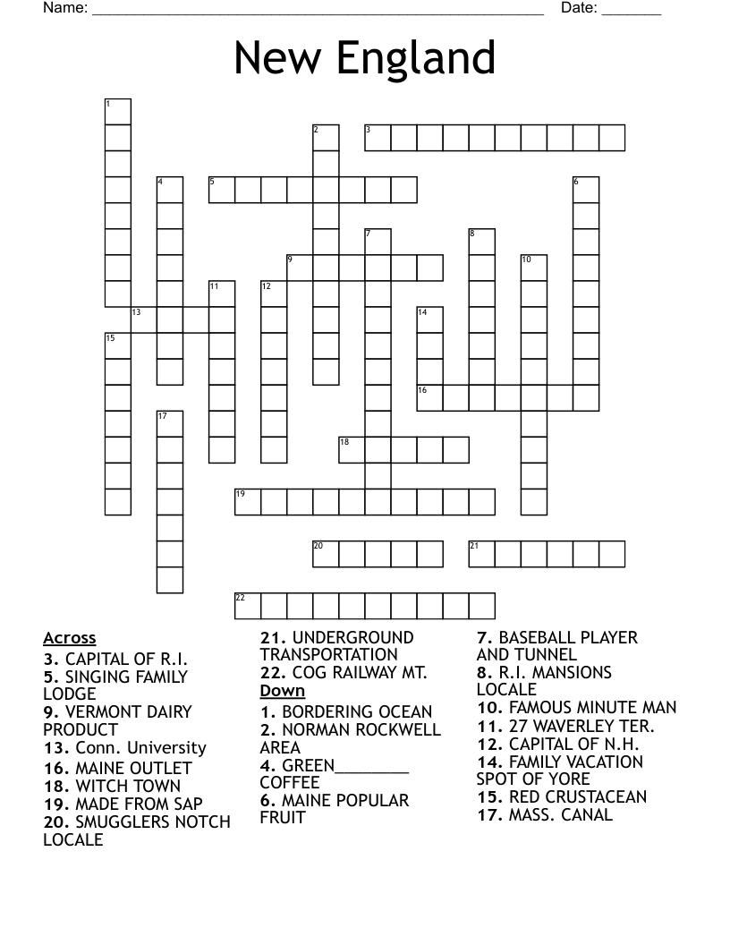New  England Crossword