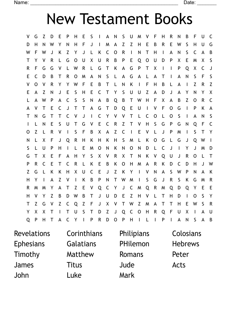 New  Testament Books Word Search