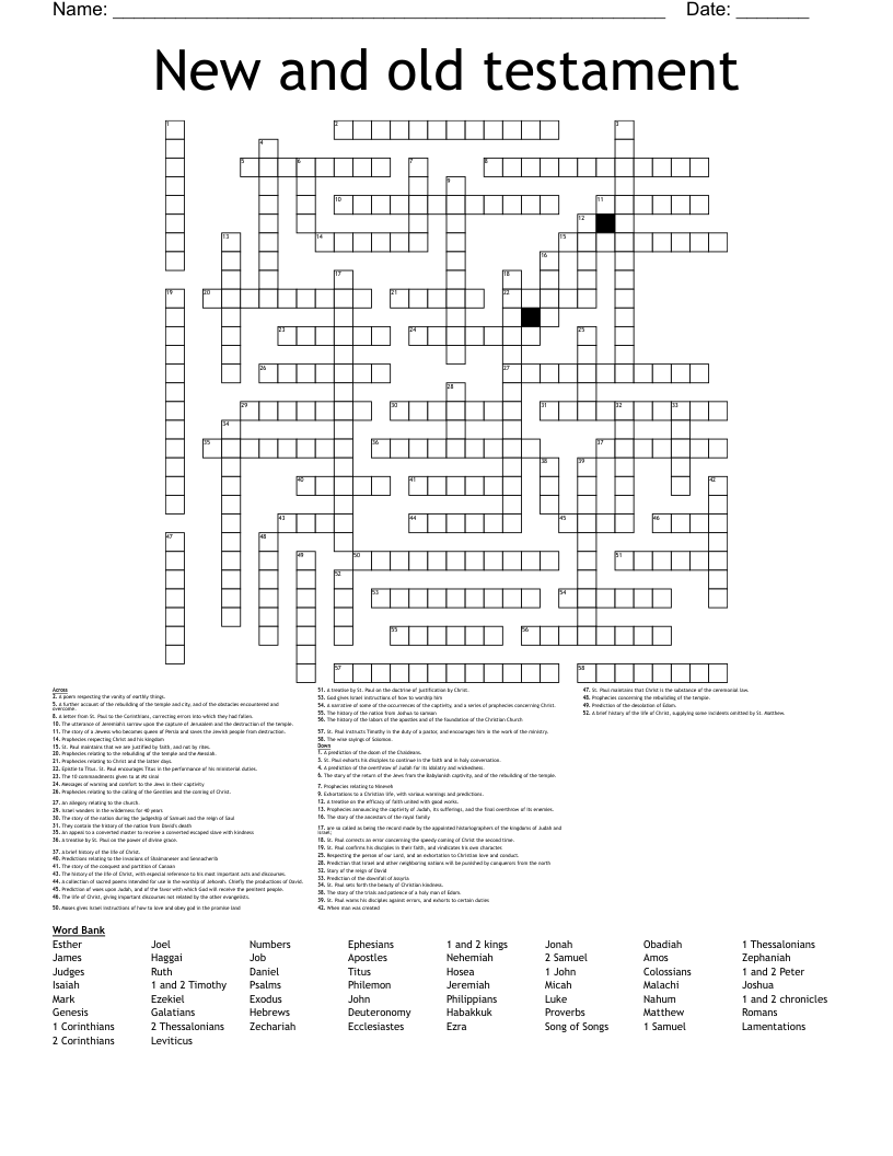 New and old testament Crossword