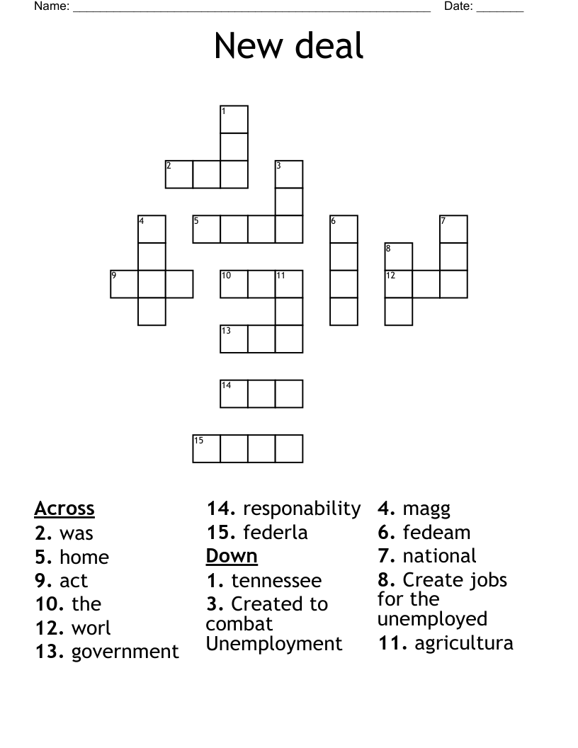 New deal Crossword