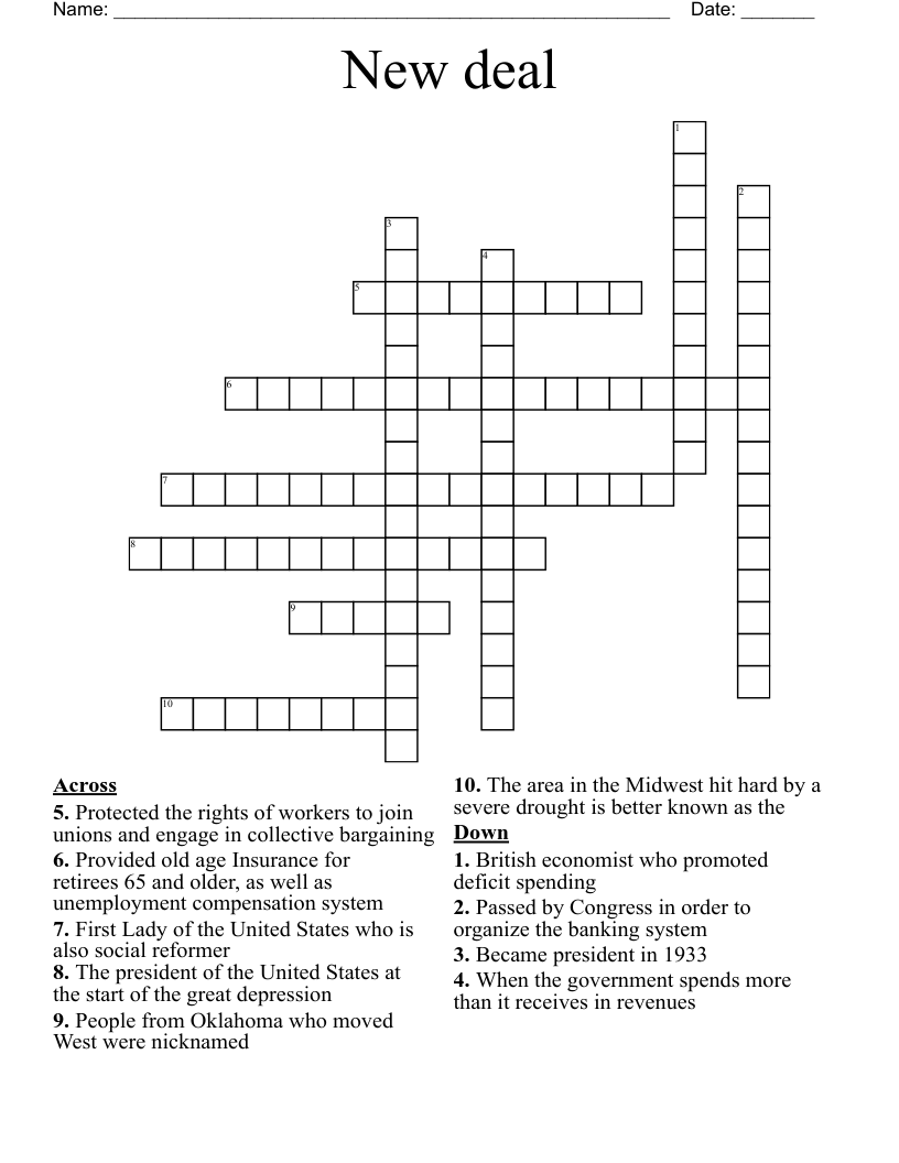New deal  Crossword