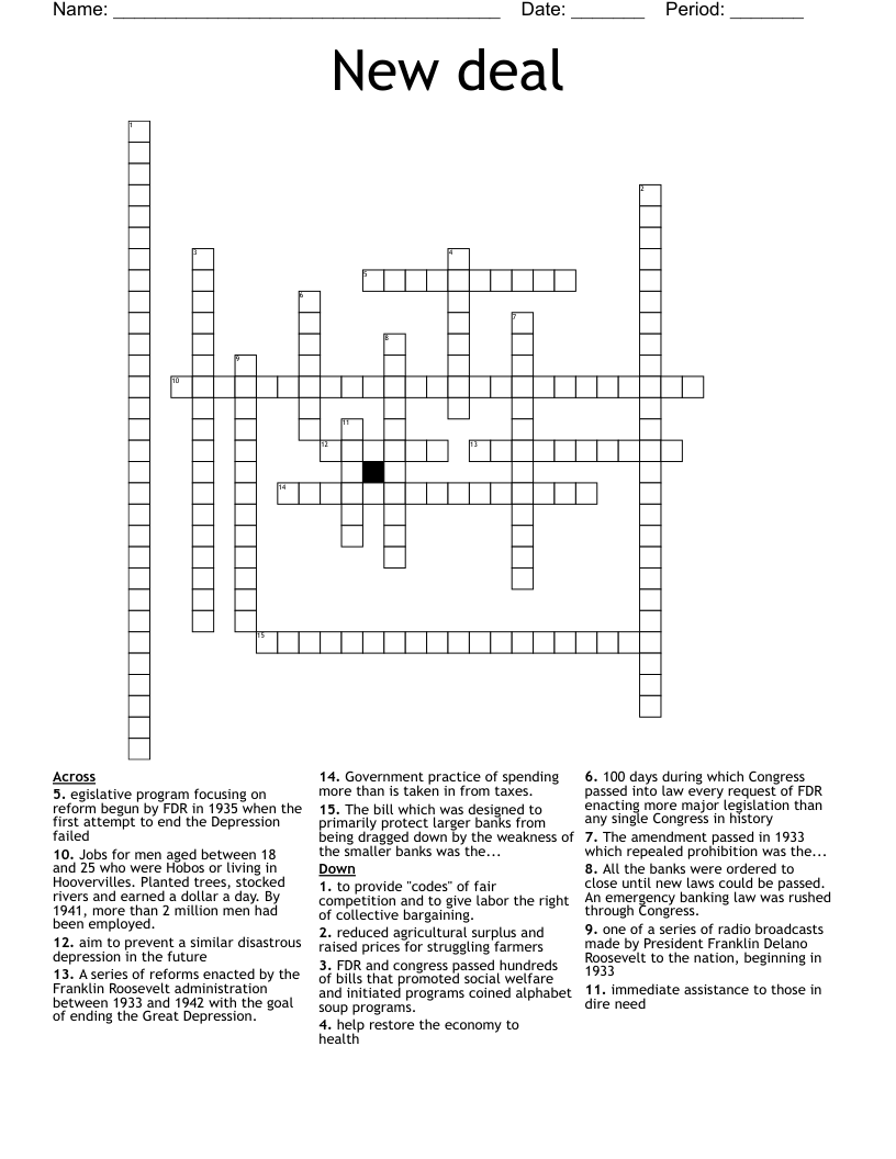 New deal  Crossword