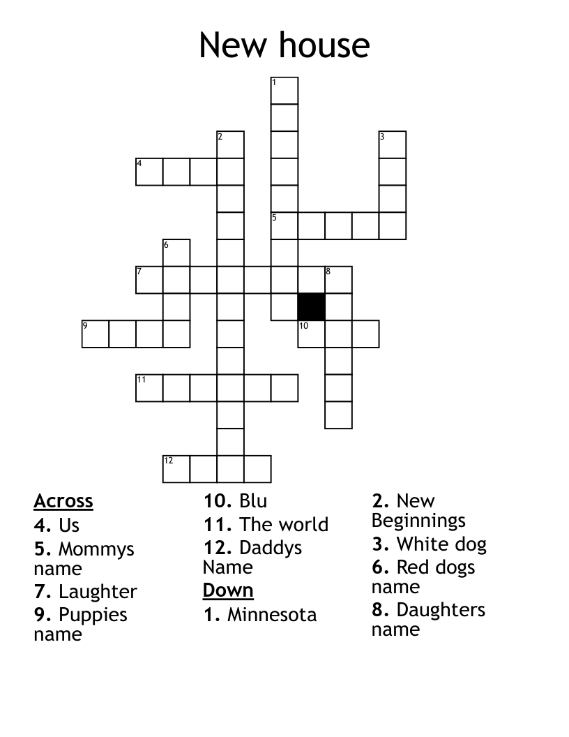 New house  Crossword