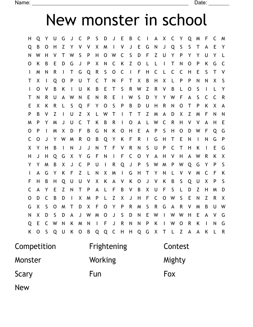 New monster in school Word Search