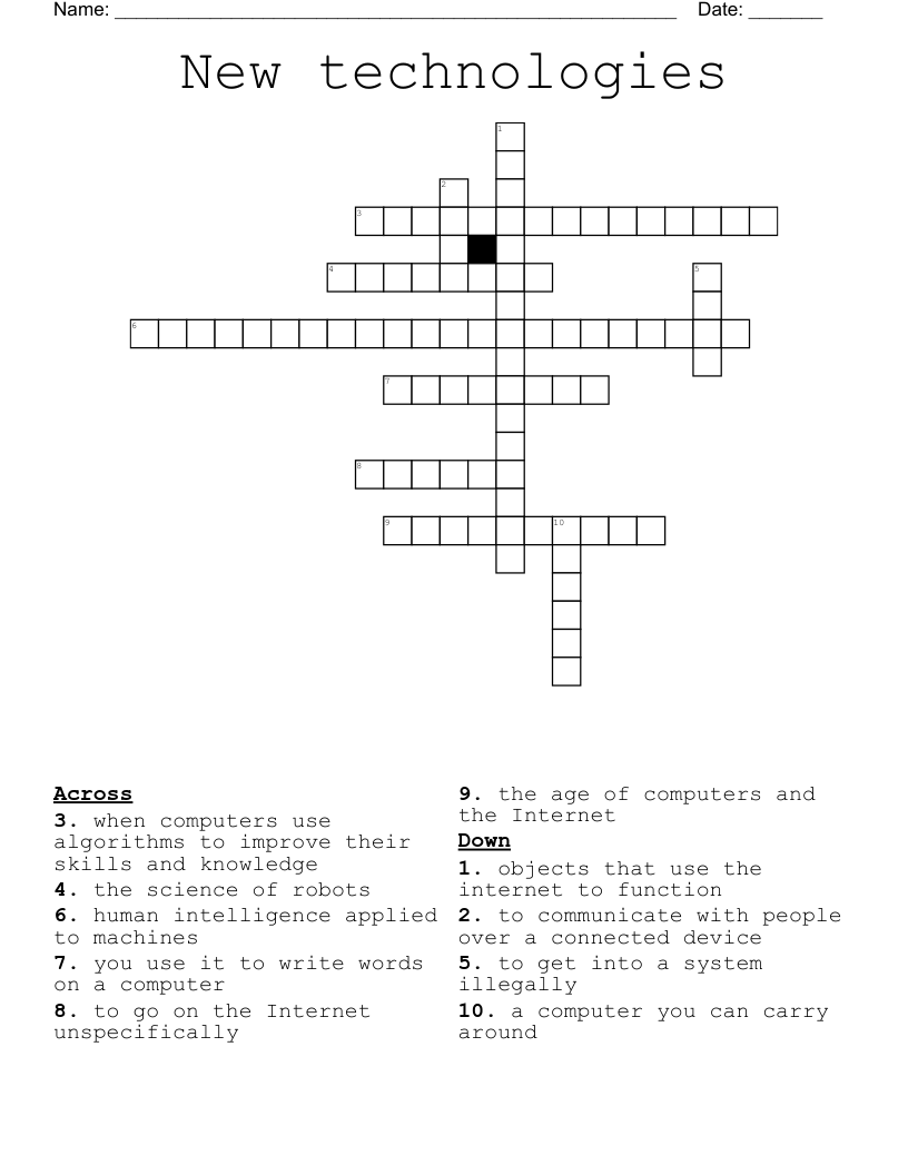 New technologies Crossword