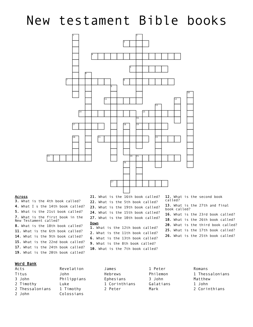 New testament Bible books Crossword