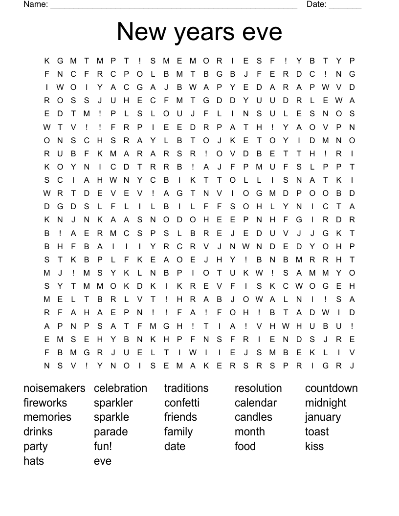 New years eve Word Search
