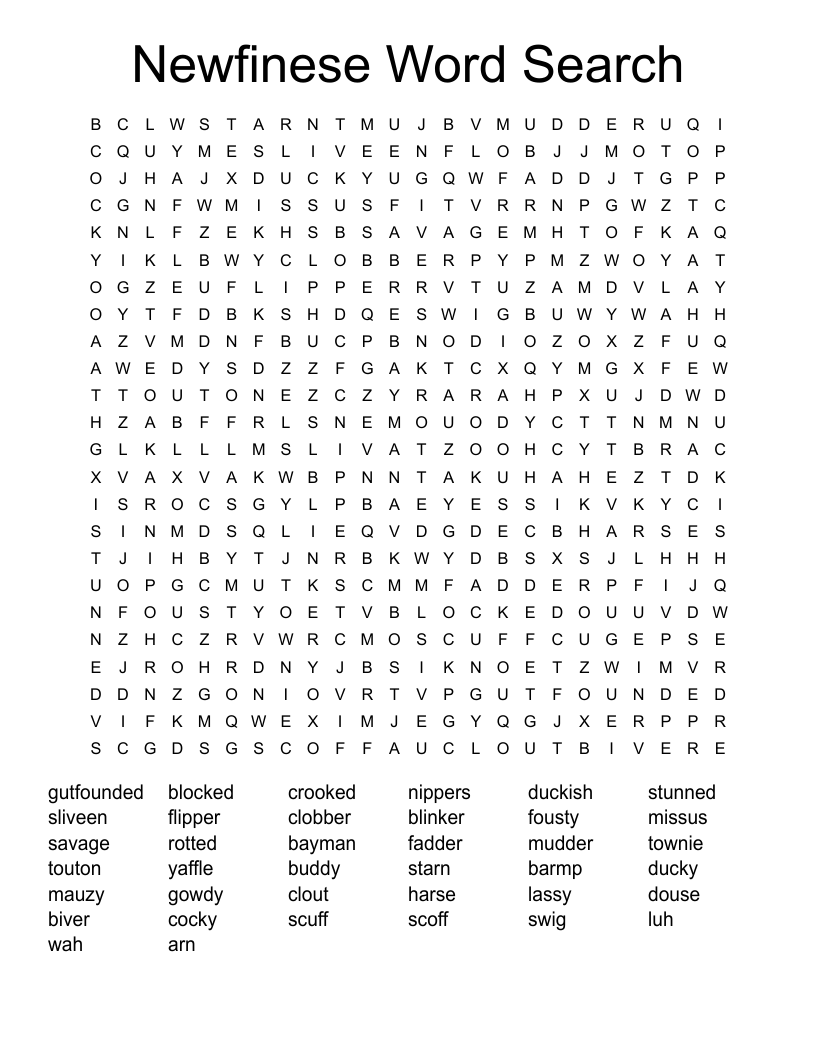 Newfinese Word Search