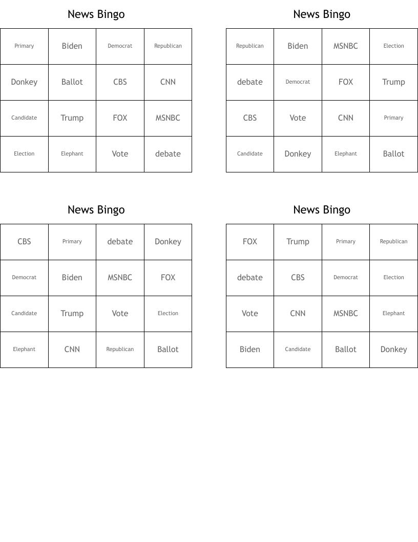 News Bingo