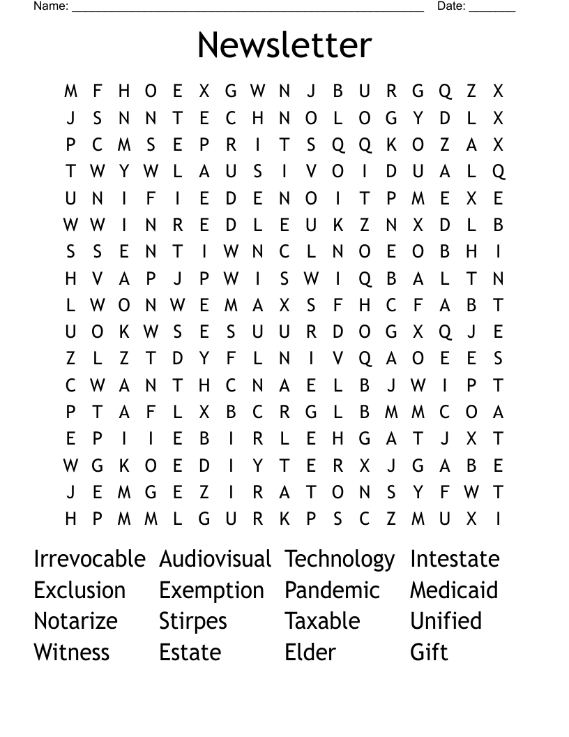 Newsletter Word Search