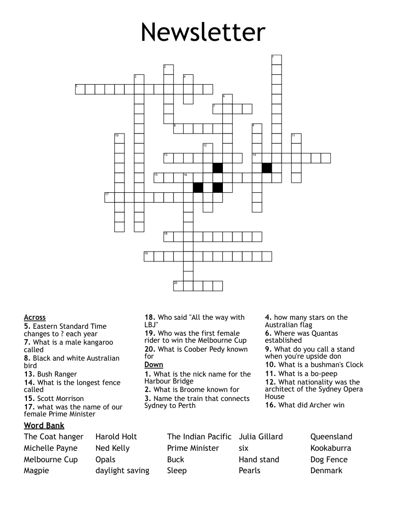 Newsletter Crossword