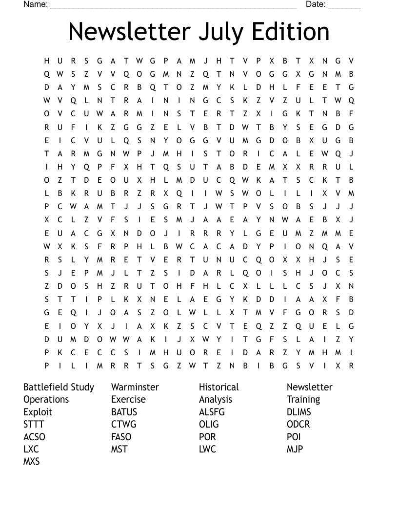 Newsletter July Edition  Word Search