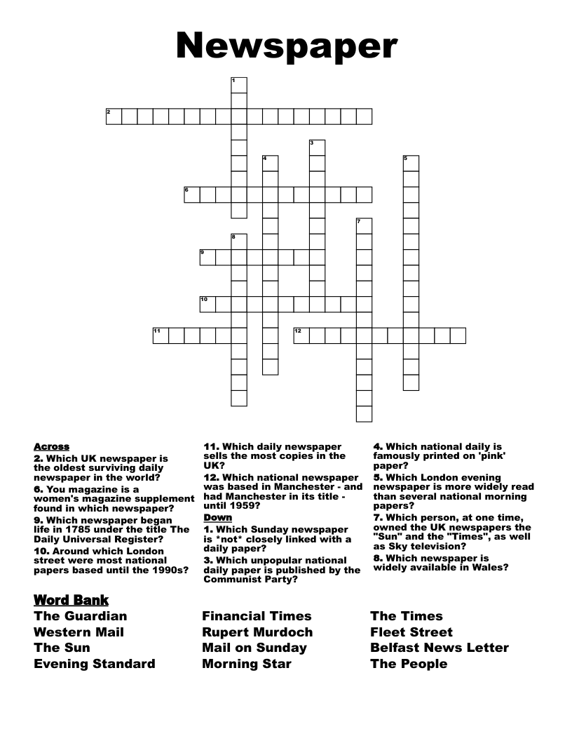 Newspaper Crossword