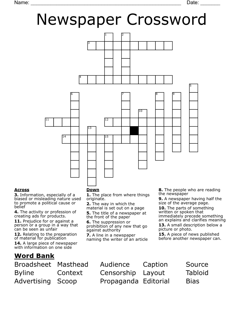 Newspaper Crossword