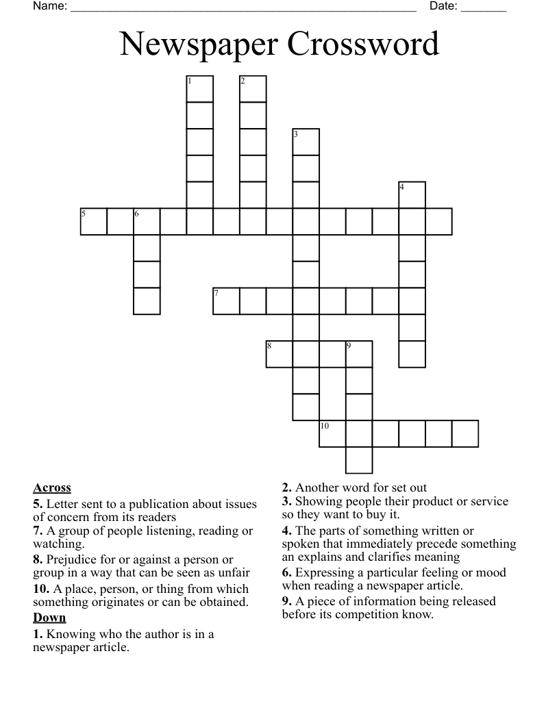 Newspaper Crossword
