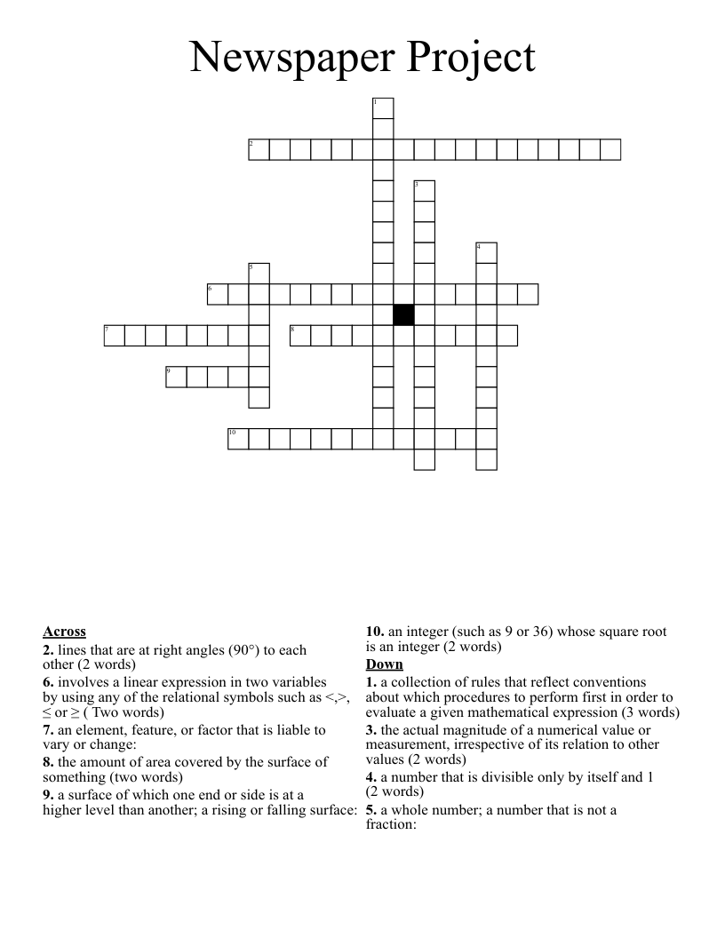 Newspaper Project Crossword