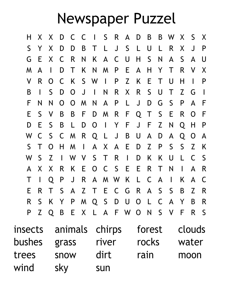 Newspaper Puzzel Word Search