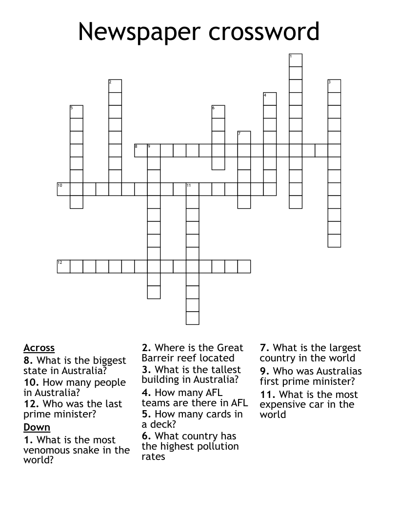 Newspaper crossword