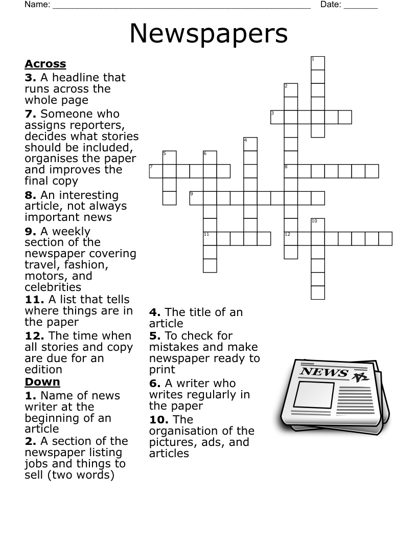 Newspapers Crossword