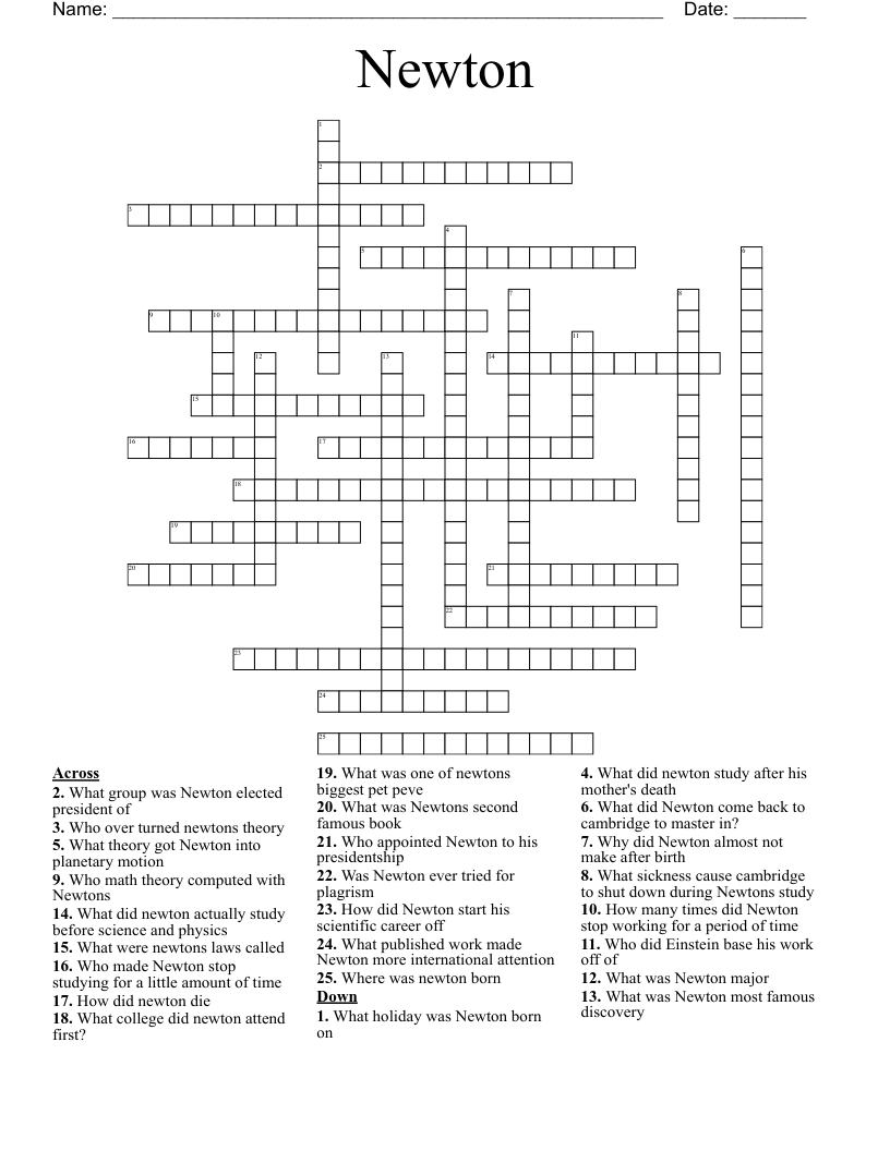 Newton Crossword