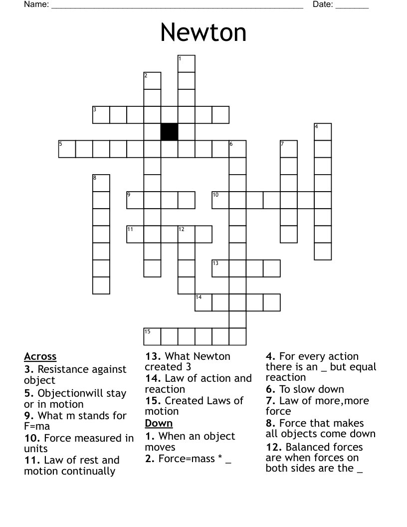 Newton Crossword