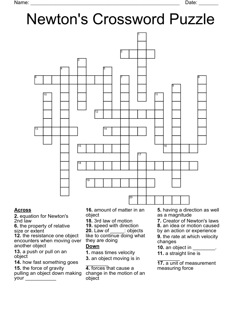 Newton's Crossword Puzzle